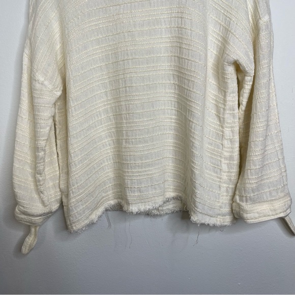 McGuire Linen Cotton Blend Split Long Sleeve Tie Top Blouse S Textured Luxury - Picture 14 of 16